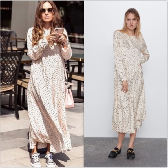 Last one * L * Zara Ecru Wrinkle Looks Dress NWT - Picture 4 of 15